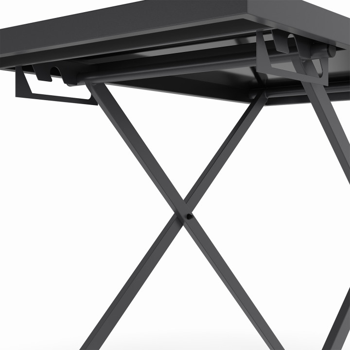 Rechteckiger, aufklappbarer Gartentisch 100 cm OLIE aus anthrazitgrauem Metall und grauer Tischplatte