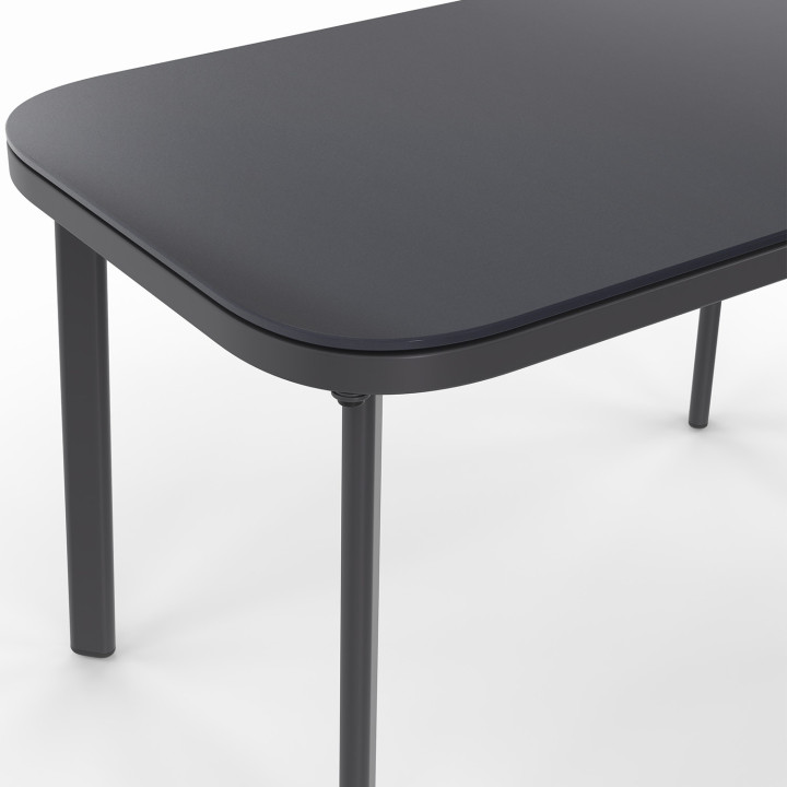 Salon de jardin bas TOLEDE 4 places avec canapé, fauteuils et table gris anthracite