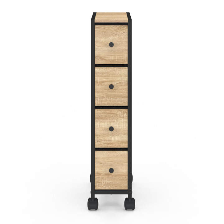 Tour de rangement 4 tiroirs sur roulettes en design industriel - UTAH | IdMarket