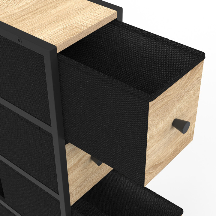 Tour de rangement 4 tiroirs sur roulettes en design industriel - UTAH | IdMarket