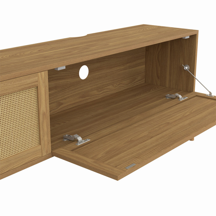 HANAE 180 cm hangend TV-meubel 2 deuren rietmotief naturel