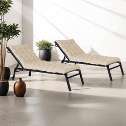 2er-Set Universal-Liegestuhlkissen 180 cm beige