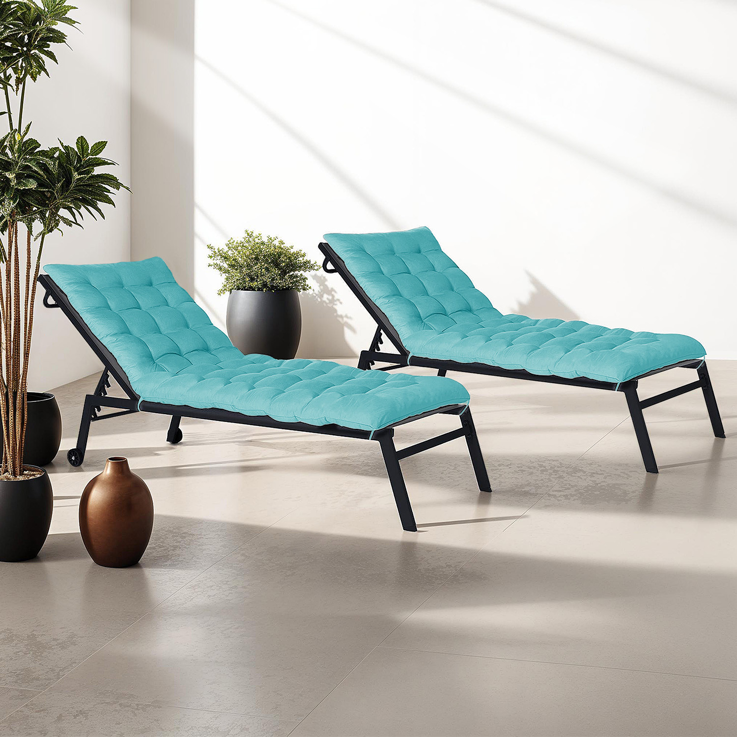 Lot de 2 coussins universels de transat 180 cm bleu canard