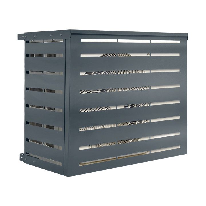 Houtskoolgrijze metalen airconditionerhoes voor buitenunit 110 x 55 x 80 cm | IdMarket