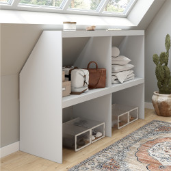 Estantería inclinada con 4 estantes 160 x 50 x 110/70 cm blanco - TOMI | IdMarket