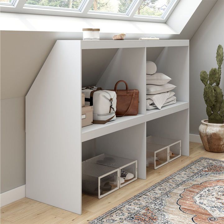 Regal unter Schräge 4 Fächer 160 x 50 x 110/70 cm weiß - TOMI | IdMarket