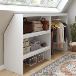 Set spogliatoio sottopiano con scaffale a 2 livelli e armadio estraibile TOMI 195 x 50 x 70/110 cm bianco