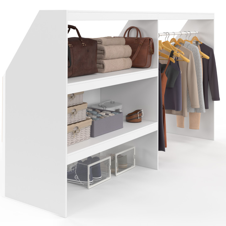 Set spogliatoio sottopiano con scaffale a 2 livelli e armadio estraibile TOMI 195 x 50 x 70/110 cm bianco