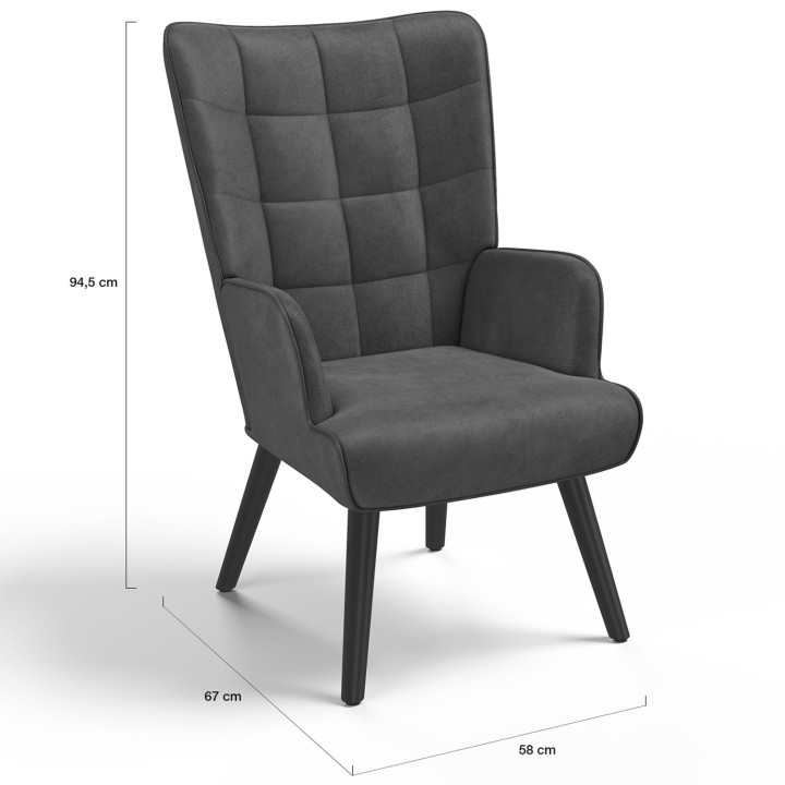 Sillón escandinavo barato de terciopelo gris - ANIA | ID Market