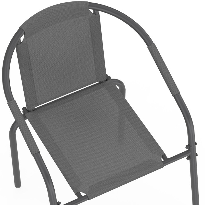 Set di 6 sedie da giardino impilabili THELMA in metallo e textilene, grigio antracite