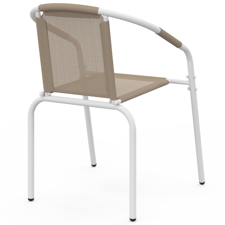 Set van 6 THELMA metalen en textilene tuinstoelen, wit en beige