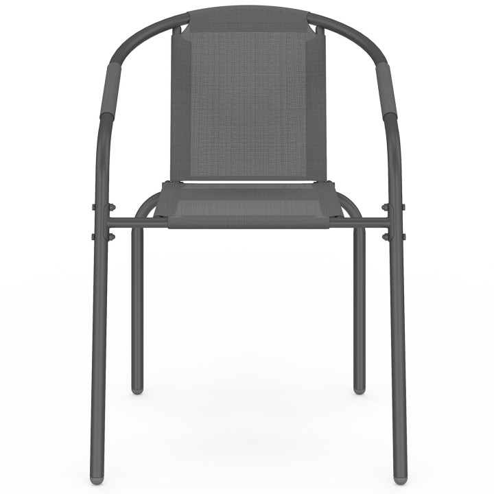 Set di 4 sedie da giardino impilabili THELMA in metallo e textilene, grigio antracite