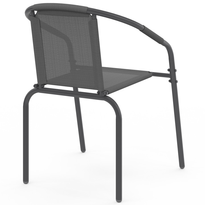 Set van 4 THELMA metalen en textilene tuinstoelen, antracietgrijs