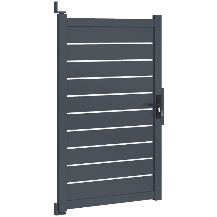 Porta a battente 100x160 cm in alluminio forato grigio antracite