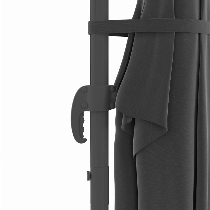 Parasol basculante giratorio 360° CALVI LED gris 3x4 M off-set con 4 paneles y cubierta