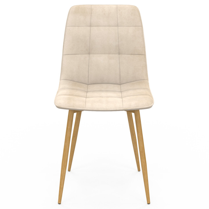 Set aus 6 Stühlen MILA aus Samt Mix Color Taupe x2, Beige x2, Braun x2 und Beinen mit Holzeffekt für Esszimmer