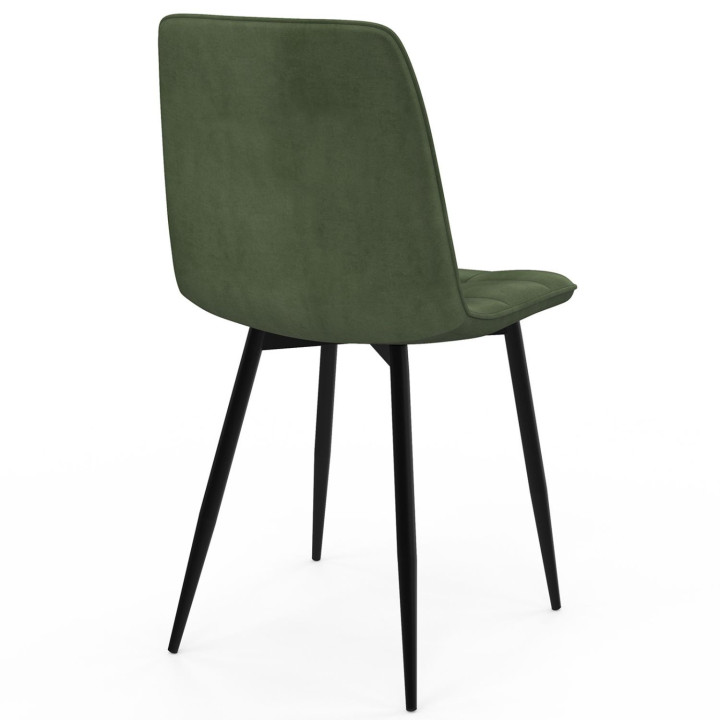 Lot de 6 chaises MILA en velours vert kaki pour salle à manger