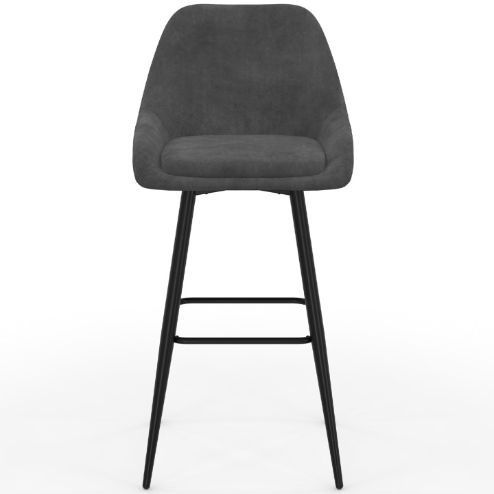 Juego de 4 taburetes de bar THALYA en mezcla de terciopelo color gris oscuro, terracota x2, beige con medios reposabrazos