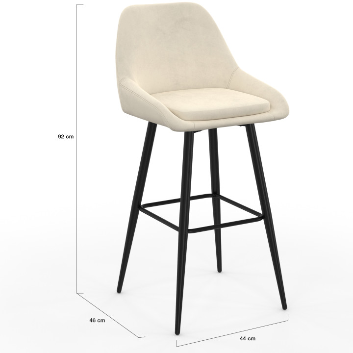 Juego de 4 taburetes de bar THALYA en mezcla de terciopelo color gris oscuro, terracota x2, beige con medios reposabrazos