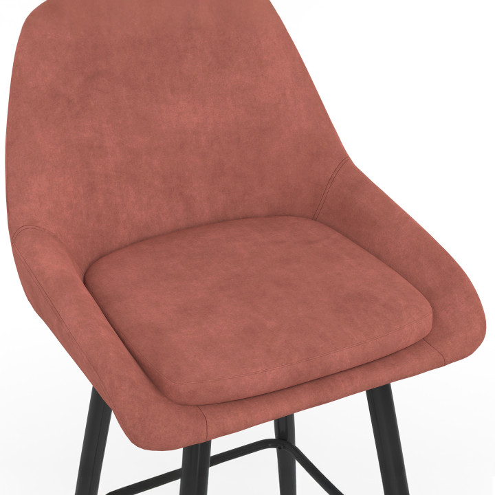 Lot de 4 tabourets de bar THALYA en velours mix color gris foncé, terracotta x2, beige avec demi-accoudoirs