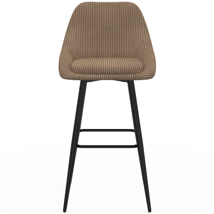 Set van 4 THALYA taupe corduroy barkrukken met halve armleuningen