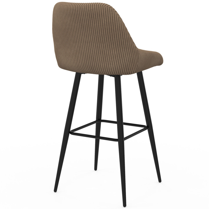 Set van 4 THALYA taupe corduroy barkrukken met halve armleuningen