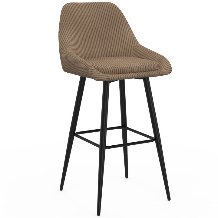 Set van 4 THALYA taupe corduroy barkrukken met halve armleuningen