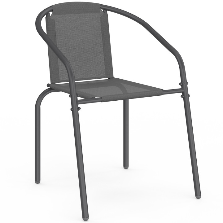 Lot de 6 chaises de jardin THELMA métal et textilène gris anthracite