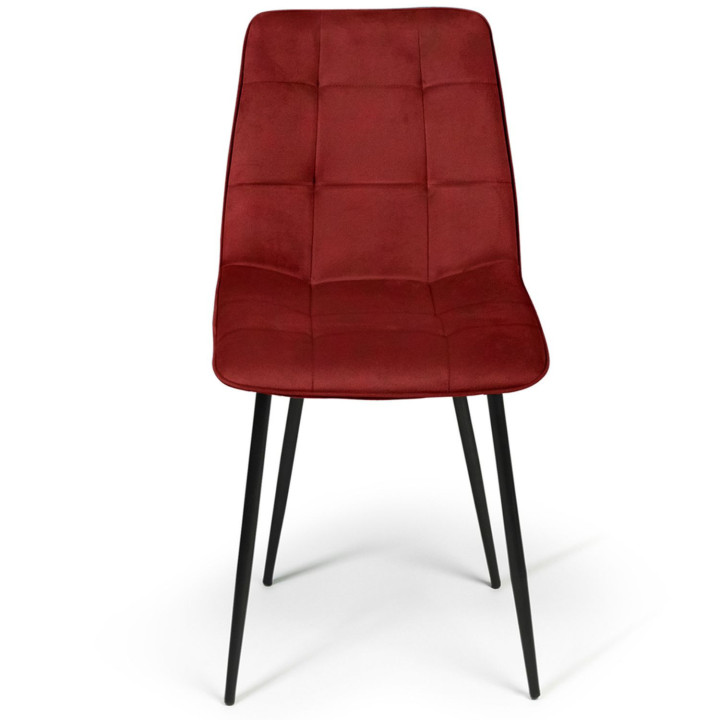 Lot de 6 chaises MILA en velours mix color vintage bordeaux x2, gris foncé x2, jaune ocre x2