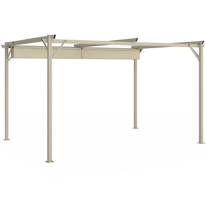 Pérgola aluminio retráctil beige 3x4m | ID Market