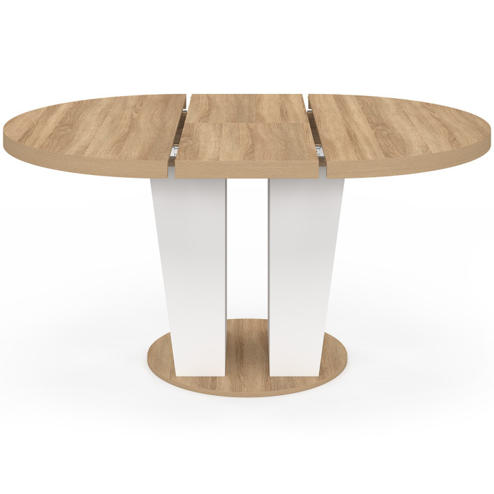 ELIAD tavolo da pranzo rotondo allungabile 4-8 persone in legno e bianco 110-150 cm