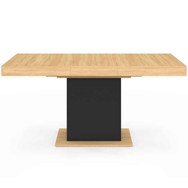 EDEN Mesa de comedor rectangular extensible para 4-6 personas, madera y negro 120-160 cm