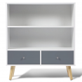 BIBLIOTHEQUE EFFIE BLANCHE/PORTES GRISES 80X29X90CM
