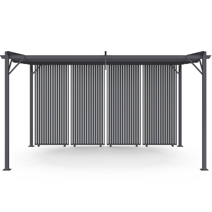 Pergola da collezione a lamelle verticali a scomparsa 3x4 M 4 sezioni modulari grigio antracite