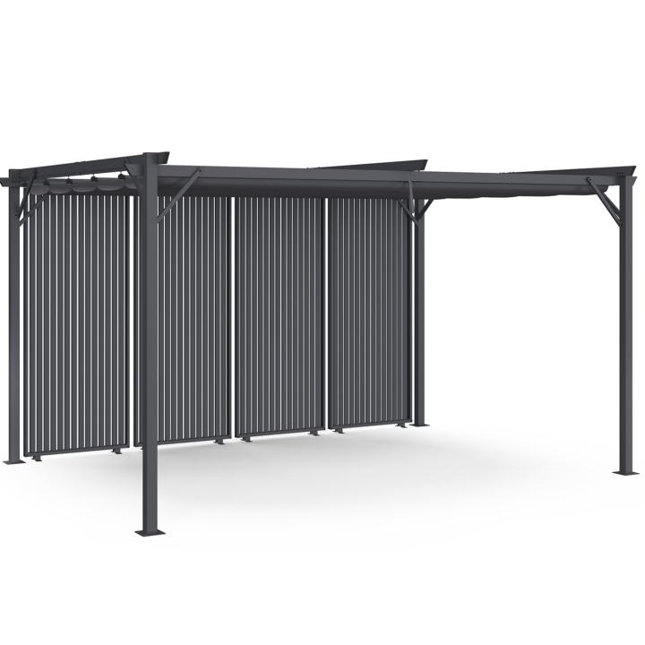 Pergola édition collector persienne verticales avec toit rétractable 3x4 M 4 pans modulables gris anthracite