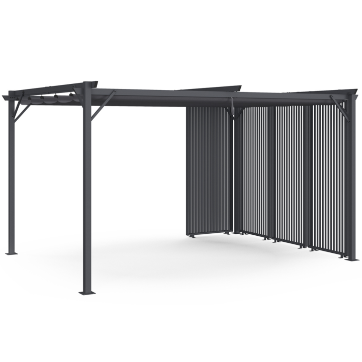 Pérgola edición coleccionista lamas verticales techo escamoteable 3x4 M 4 secciones modular gris antracita