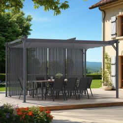 Pergola Collector's Edition Vertikale Jalousien Einziehbares Dach 3x4 M 4 Pans modulierbar Anthrazitgrau