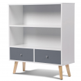BIBLIOTHEQUE EFFIE BLANCHE/PORTES GRISES 80X29X90CM