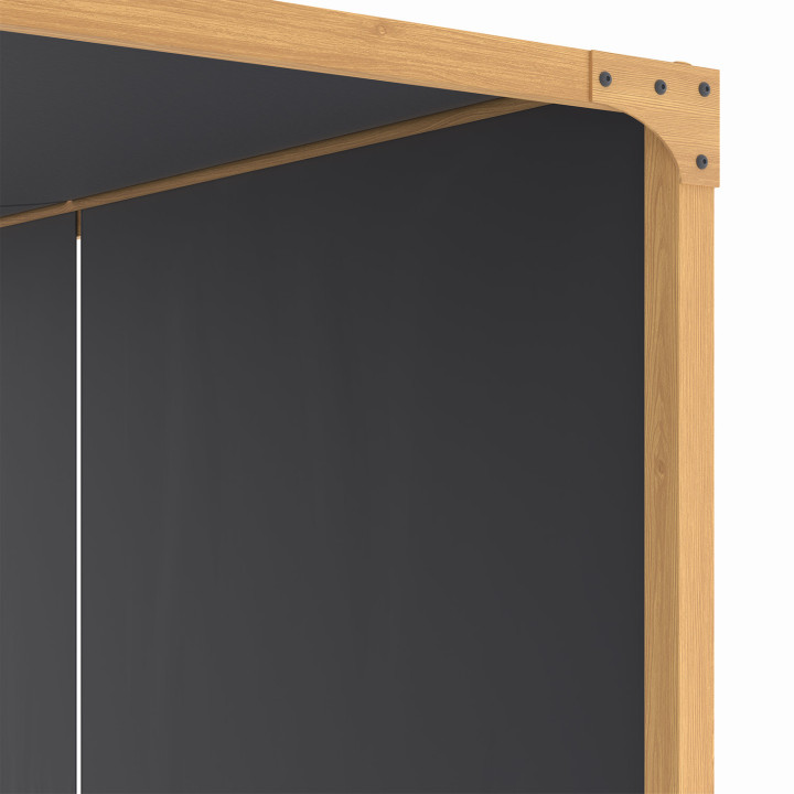 Pergola coulissante 2 pans 3x4 M belvédère de jardin effet bois toile beige