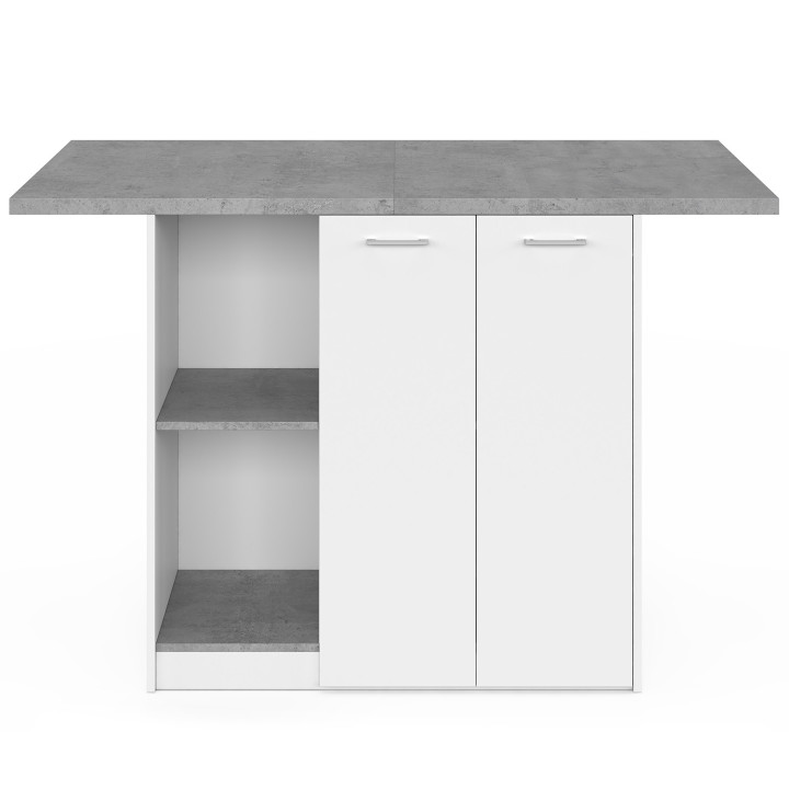 BAO 140 cm 4-persoons middeneiland in wit hout met werkblad in betoneffect