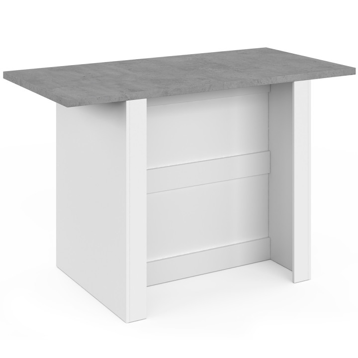 BAO 140 cm 4-persoons middeneiland in wit hout met werkblad in betoneffect