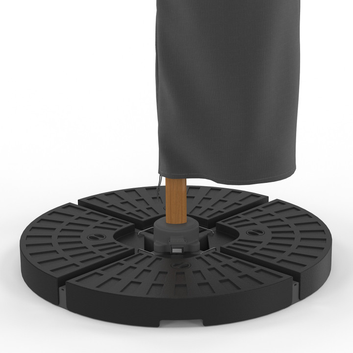 CALVI 360° draai-zwenkparasol, houtdecor mat en grijze stof 3X4M met hoes