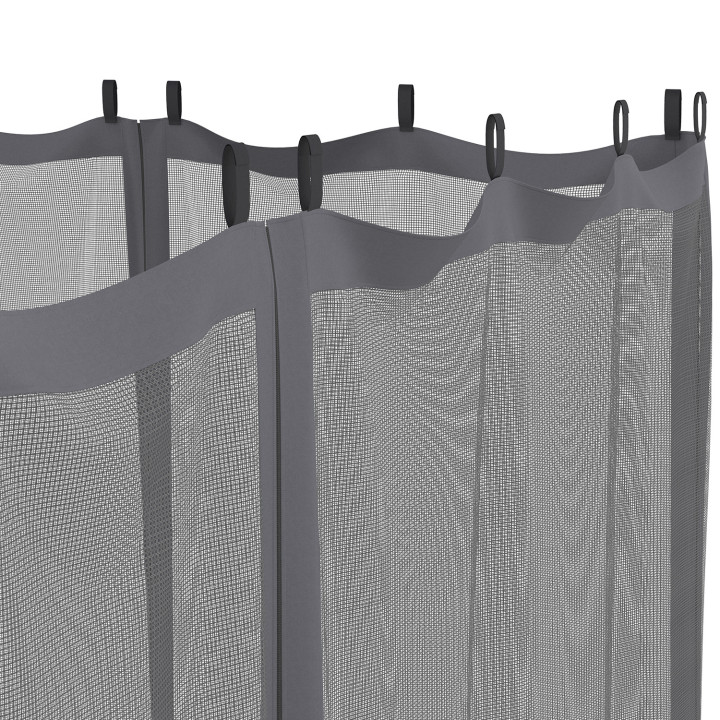 Juego de 4 mosquiteras para pérgola bioclimática 3x4 gris con cremallera + ganchos