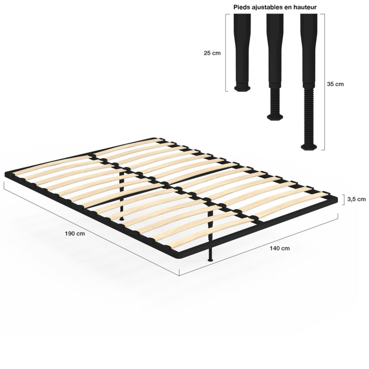 Bedbodem met metalen lattenbodem 140 x 190 cm