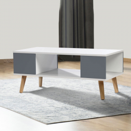 Table basse EFFIE scandinave bois blanc et gris Table basse EFFIE scandinave bois blanc et gris