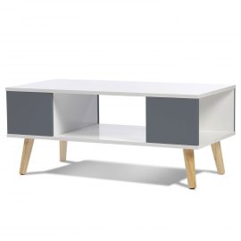 Table basse EFFIE scandinave bois blanc et gris