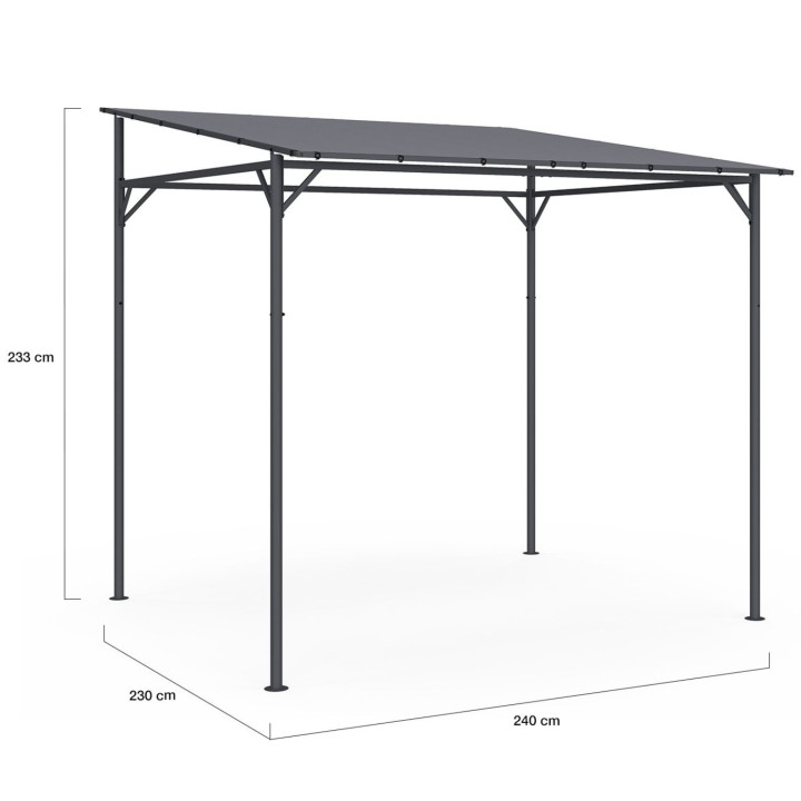 Pergola a 4 gambe inclinate 2,3 x 2,4 M in acciaio con tessuto grigio antracite