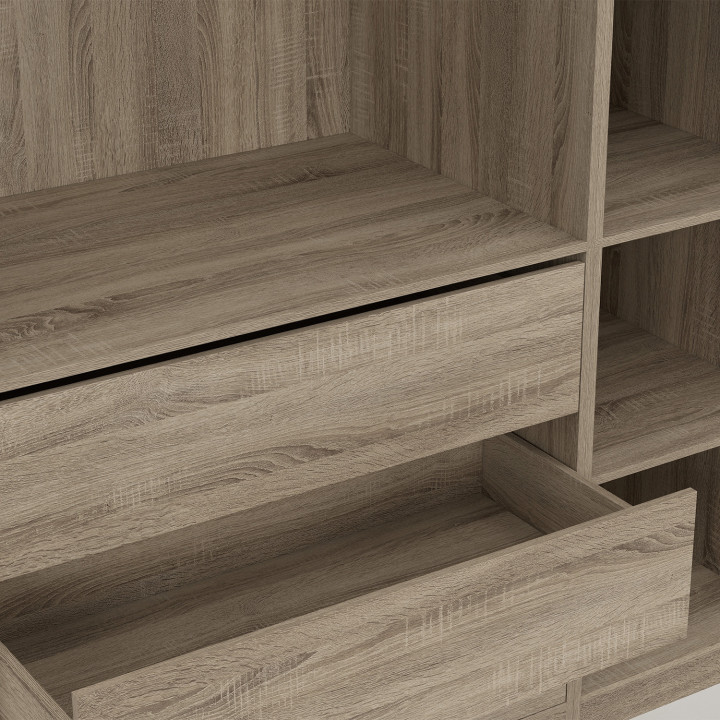 Armadio componibile TAYLOR 200 x 55 x 200 cm 3 moduli con armadi + ripiani + cassetti faggio e nero