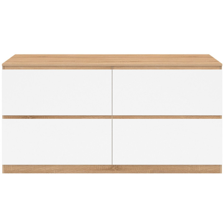 Mobile lavabo doppio 120 cm 4 cassetti finitura faggio e bianco