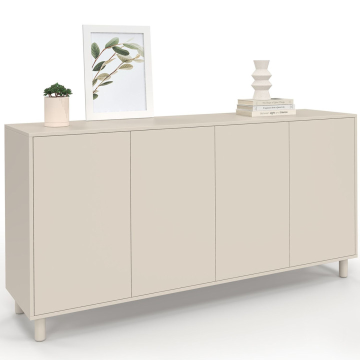 Sideboard 160 cm BERTILLE mit 4 Holztüren in beige